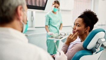 Woman in a dental chair