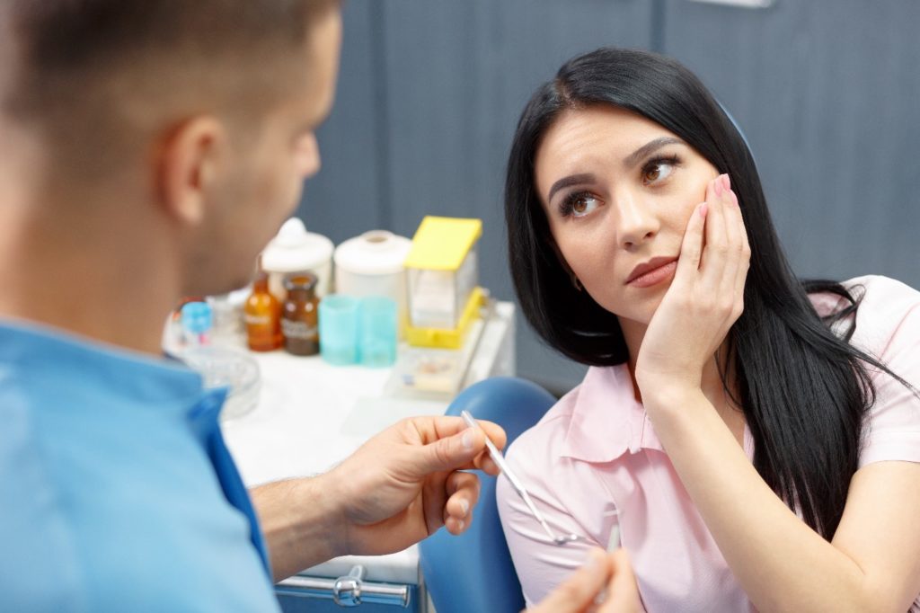 Patient at the dentist for a root canal.