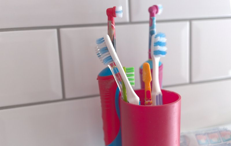toothbrush holder in bathroom 